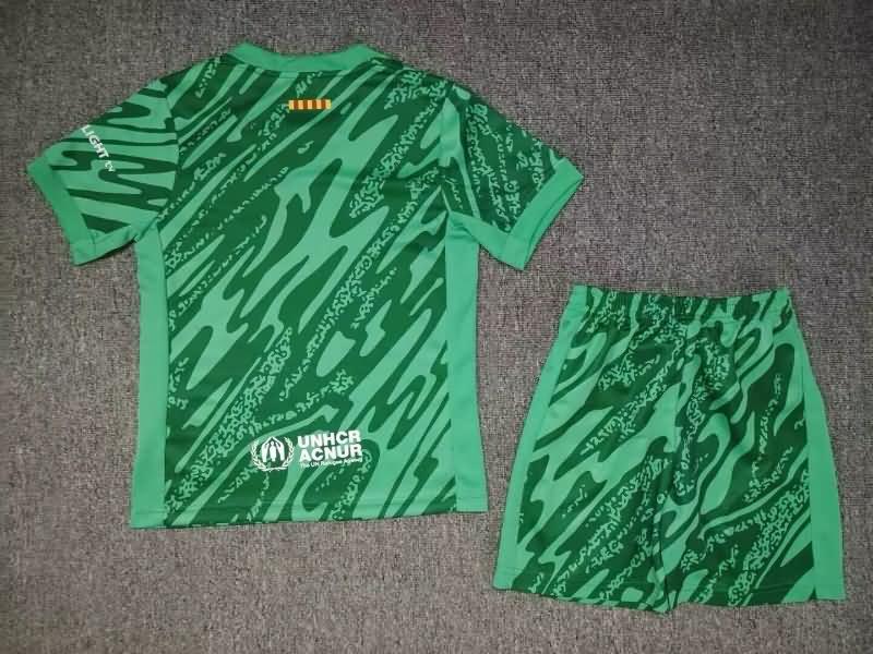 24/25 Barcelona Goalkeeper Green Kids Soccer Jersey And Shorts