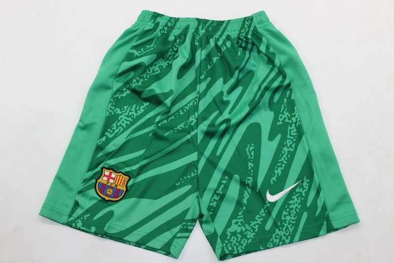 24/25 Barcelona Goalkeeper Green Kids Soccer Jersey And Shorts Sponsor