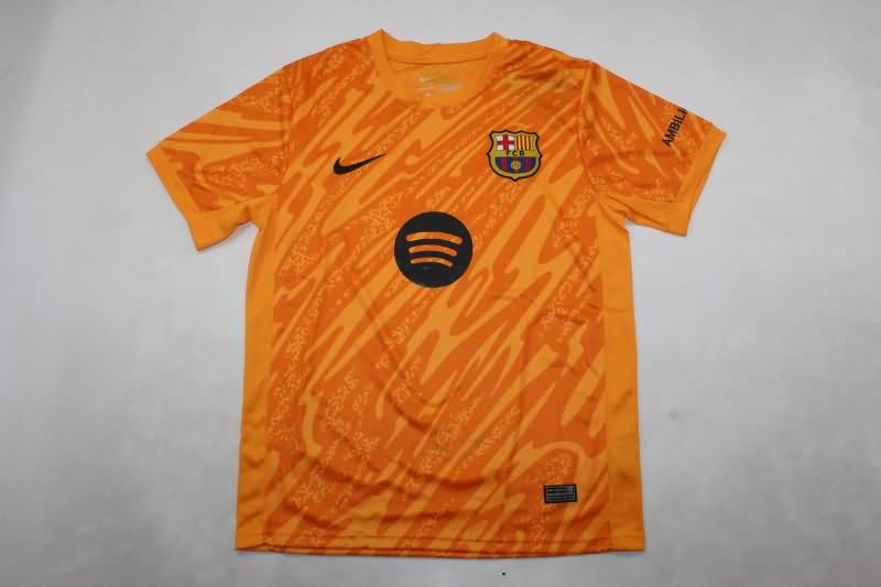 24/25 Barcelona Goalkeeper Orange Kids Soccer Jersey And Shorts