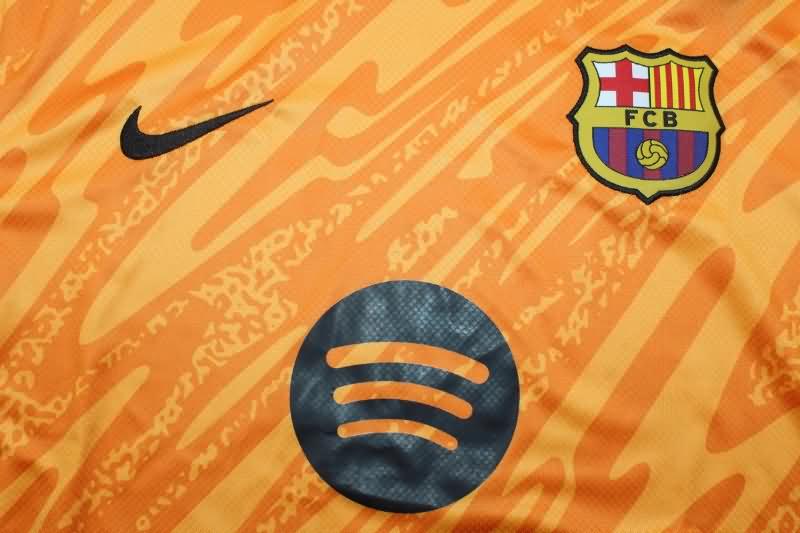 24/25 Barcelona Goalkeeper Orange Kids Soccer Jersey And Shorts