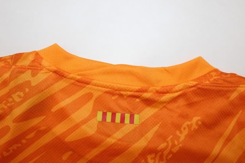 24/25 Barcelona Goalkeeper Orange Kids Soccer Jersey And Shorts