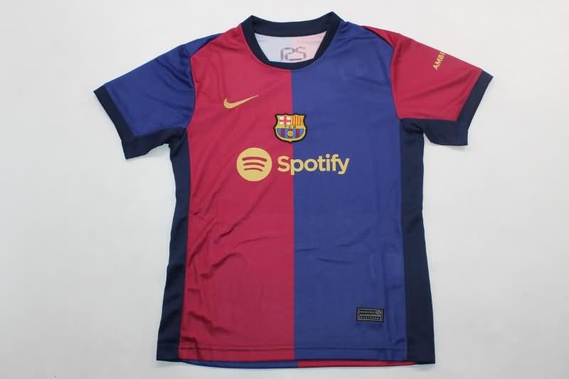 24/25 Barcelona Home Kids Soccer Jersey And Shorts