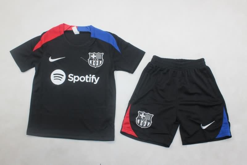 24/25 Barcelona Training Kids Soccer Jersey And Shorts 02