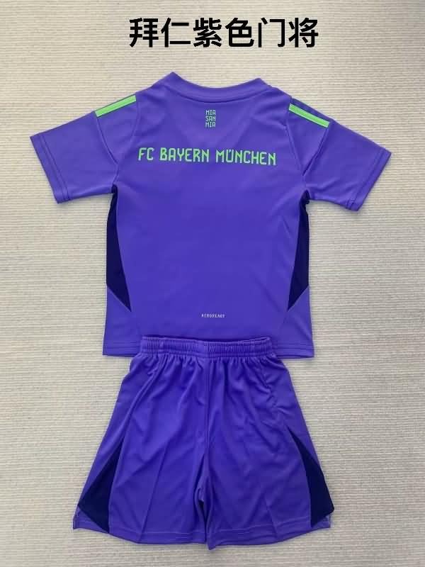 24/25 Bayern Munich Goalkeeper Purples Kids Soccer Jersey And Shorts