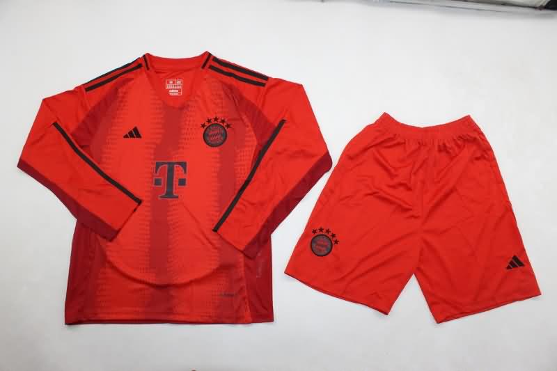 24/25 Bayern Munich Home Long Sleeve Kids Soccer Jersey And Shorts