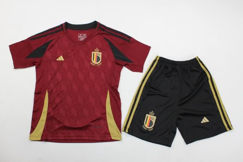 2024 Belgium Home Kids Soccer Jersey And Shorts
