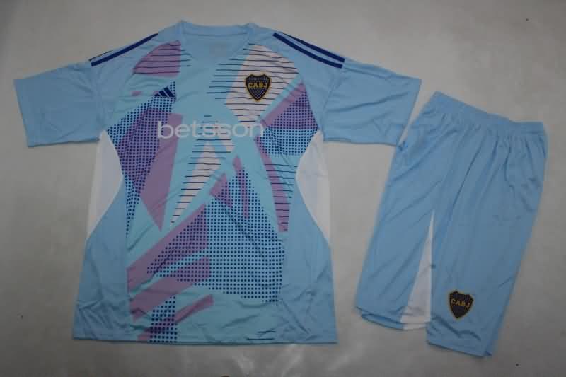 24/25 Boca Juniors Goalkeeper Light Blue Kids Soccer Jersey And Shorts