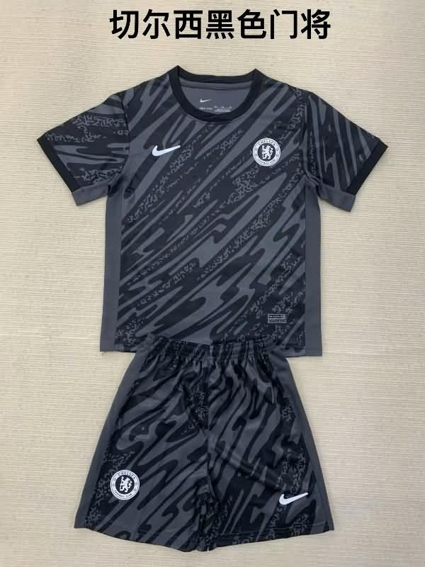 24/25 Chelsea Goalkeeper Black Kids Soccer Jersey And Shorts