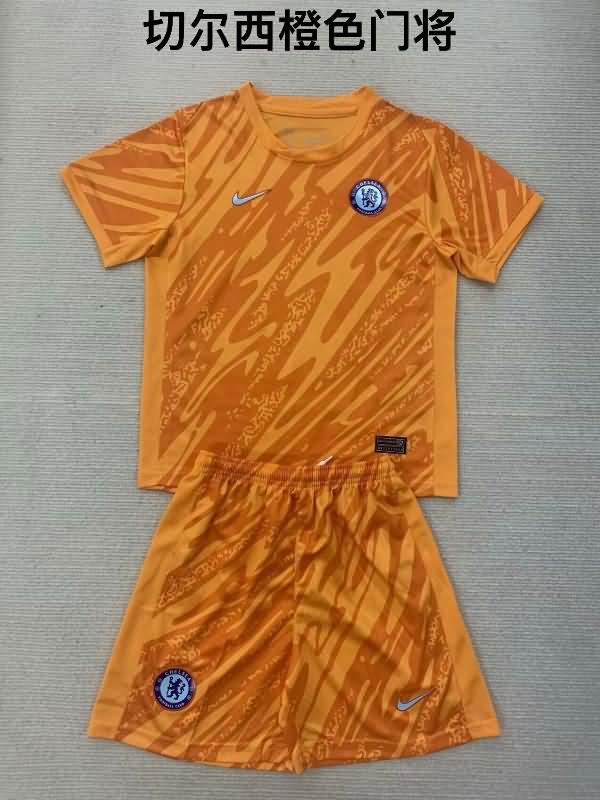 24/25 Chelsea Goalkeeper Orange Kids Soccer Jersey And Shorts