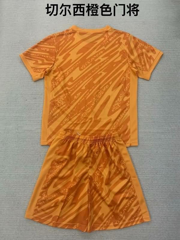 24/25 Chelsea Goalkeeper Orange Kids Soccer Jersey And Shorts