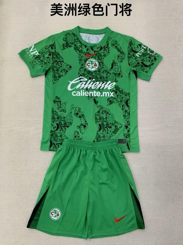 24/25 Club America Goalkeeper Green Kids Soccer Jersey And Shorts