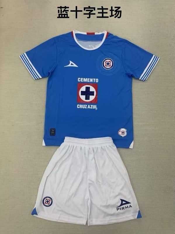 24/25 Cruz Azul Home Kids Soccer Jersey And Shorts