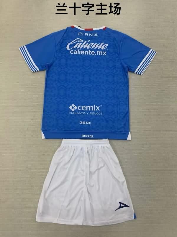 24/25 Cruz Azul Home Kids Soccer Jersey And Shorts