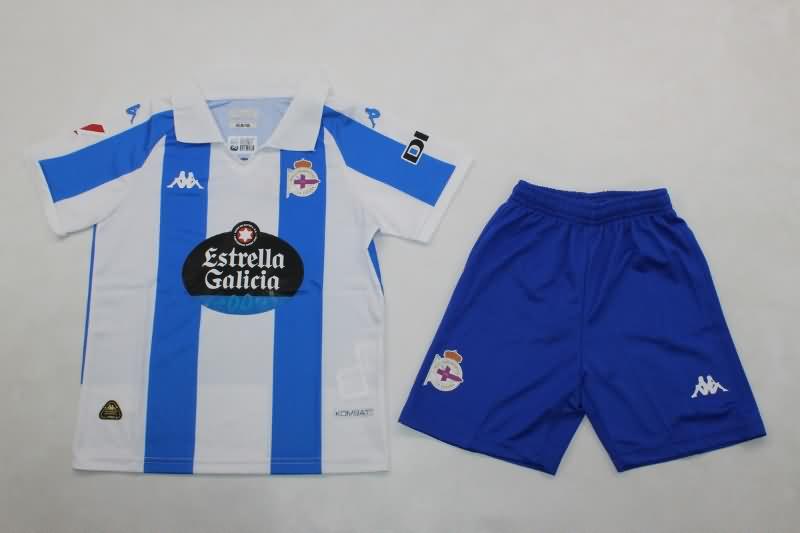 24/25 Deportivo La Coruna Home Kids Soccer Jersey And Shorts