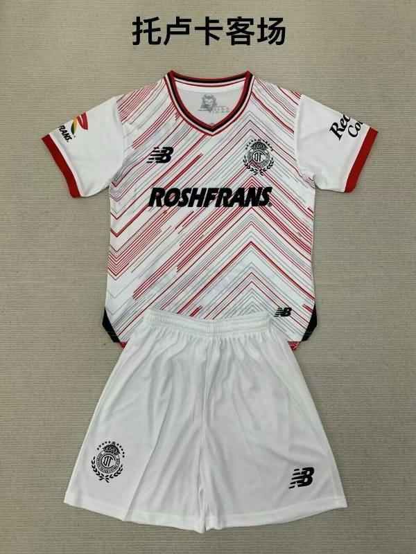 24/25 Deportivo Toluca Away Kids Soccer Jersey And Shorts