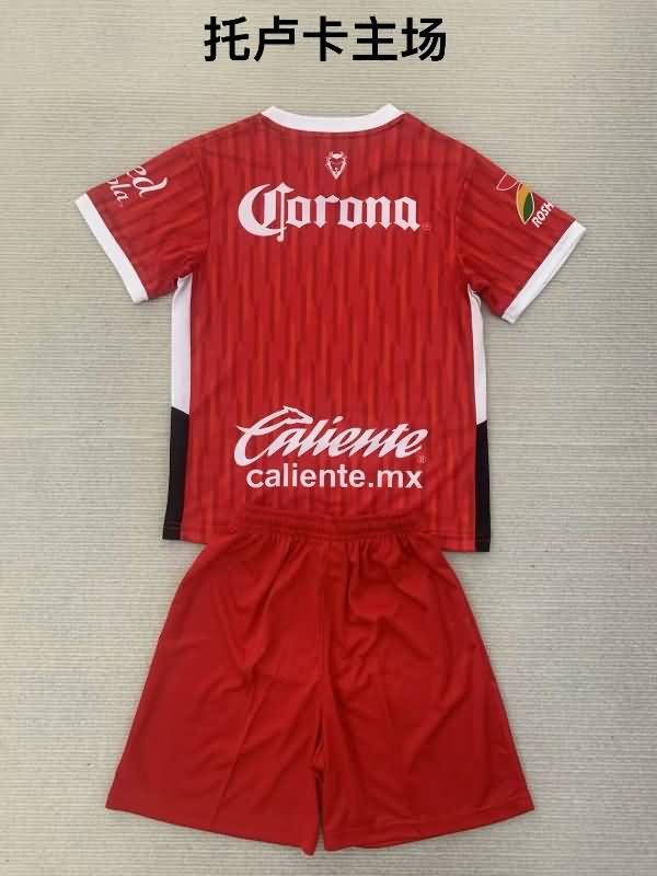 24/25 Deportivo Toluca Home Kids Soccer Jersey And Shorts