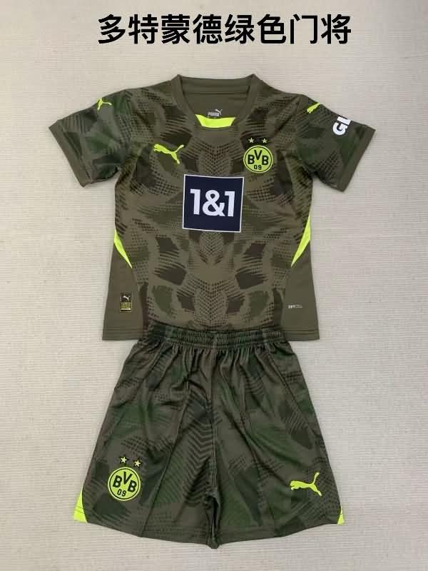 24/25 Dortmund Goalkeeper Green Kids Soccer Jersey And Shorts