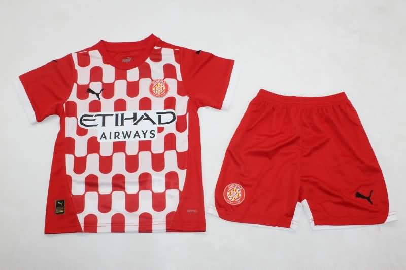 24/25 Girona Home Kids Soccer Jersey And Shorts