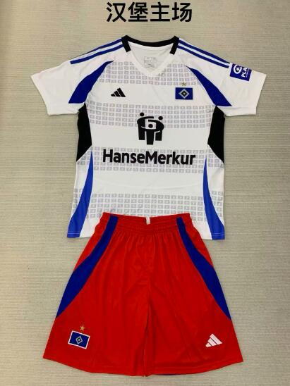 24/25 Hamburg Home Kids Soccer Jersey And Shorts