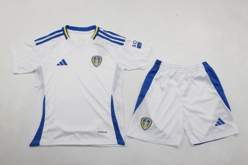 24/25 Leeds United Home Kids Soccer Jersey And Shorts