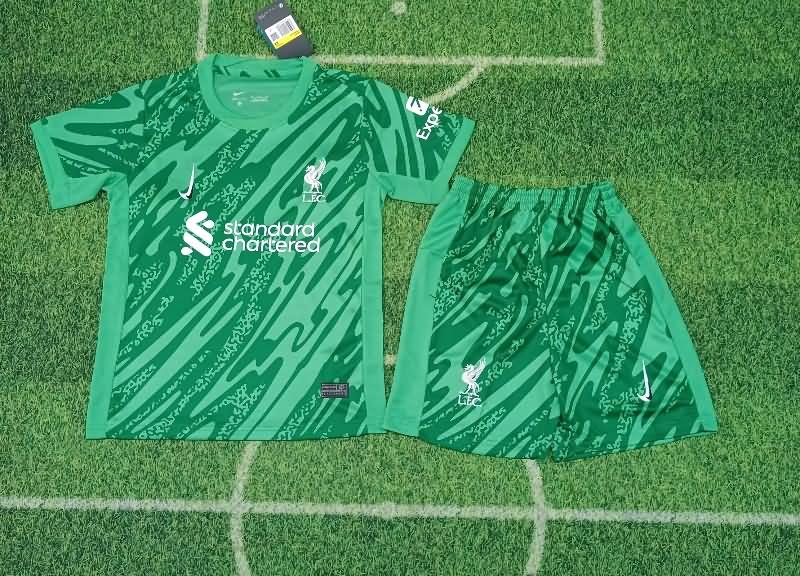 24/25 Liverpool Goalkeeper Green Kids Soccer Jersey And Shorts