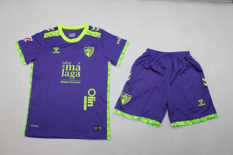 24/25 Malaga Away Kids Soccer Jersey And Shorts