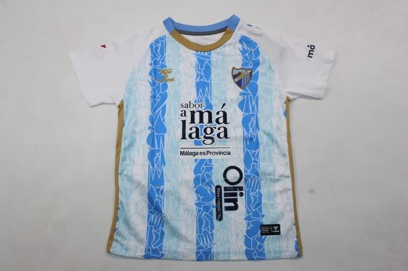 24/25 Malaga Home Kids Soccer Jersey And Shorts