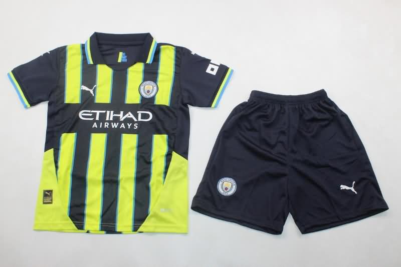 24/25 Manchester City Away Kids Soccer Jersey And Shorts