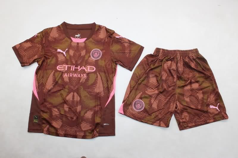 24/25 Manchester City Goalkeeper Brown Kids Soccer Jersey And Shorts