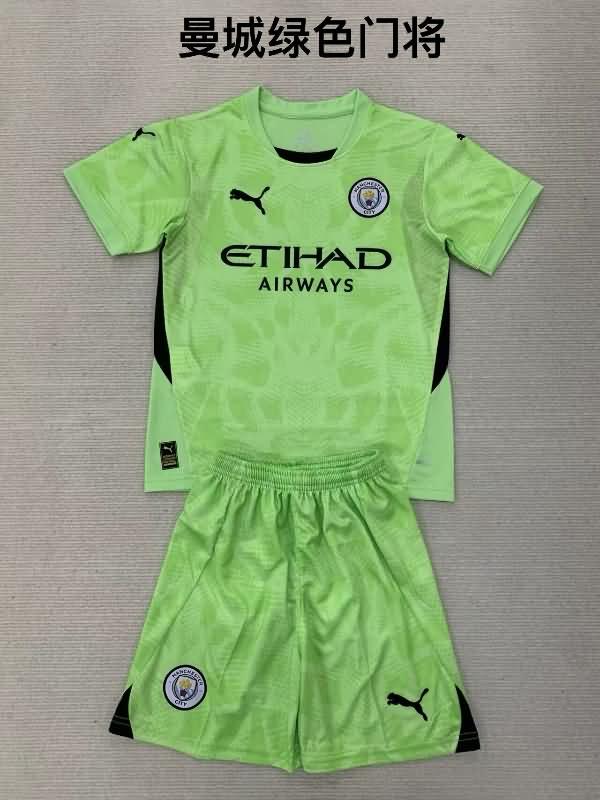 24/25 Manchester City Goalkeeper Green Kids Soccer Jersey And Shorts