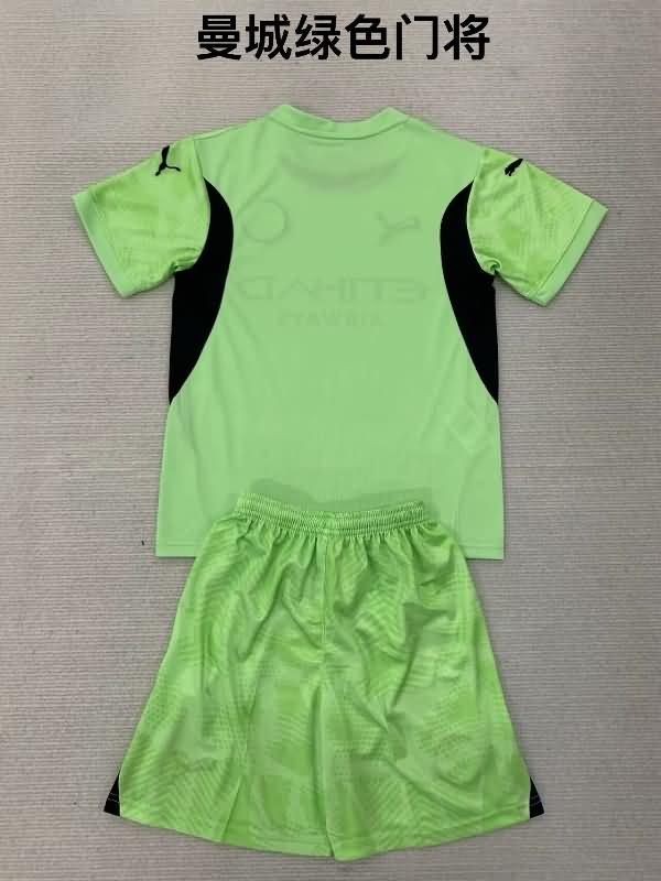 24/25 Manchester City Goalkeeper Green Kids Soccer Jersey And Shorts