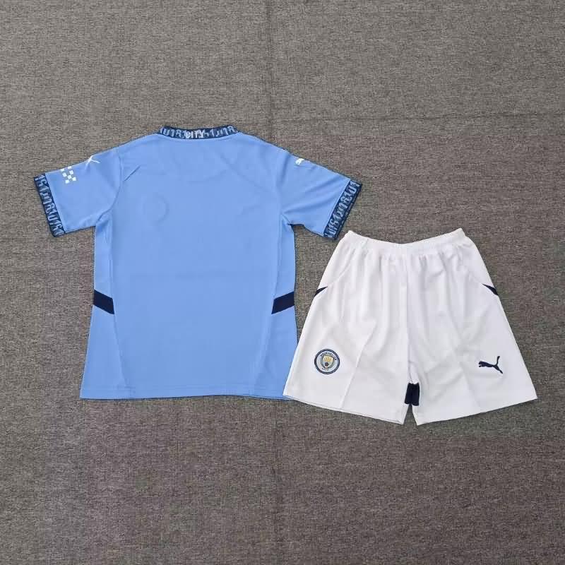 24/25 Manchester City Home Kids Soccer Jersey And Shorts