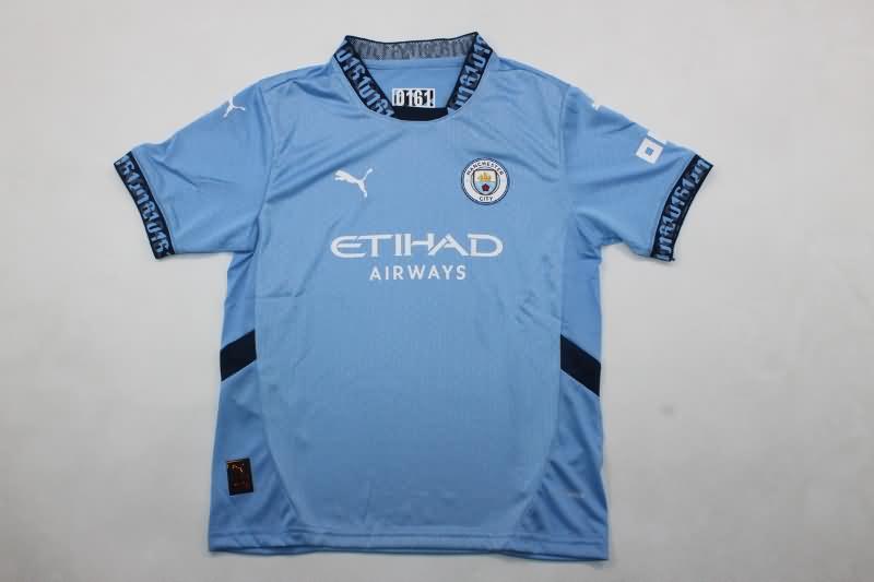 24/25 Manchester City Home Kids Soccer Jersey And Shorts (Player)