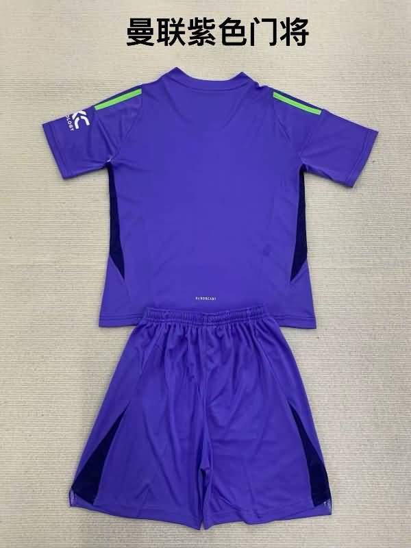 24/25 Manchester United Goalkeeper Purples Kids Soccer Jersey And Shorts