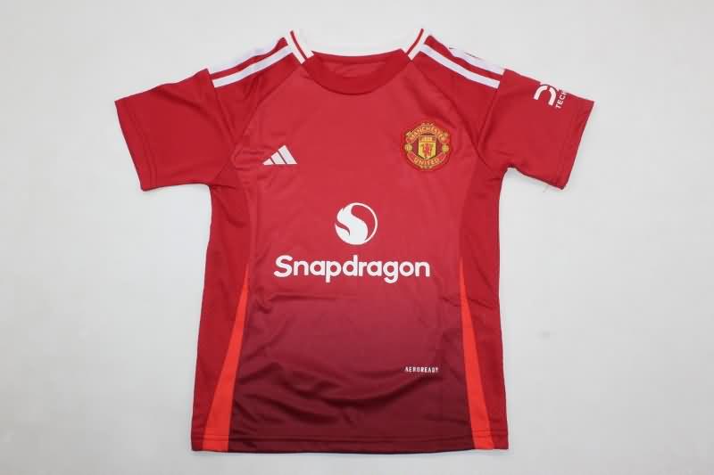 24/25 Manchester United Home Kids Soccer Jersey And Shorts