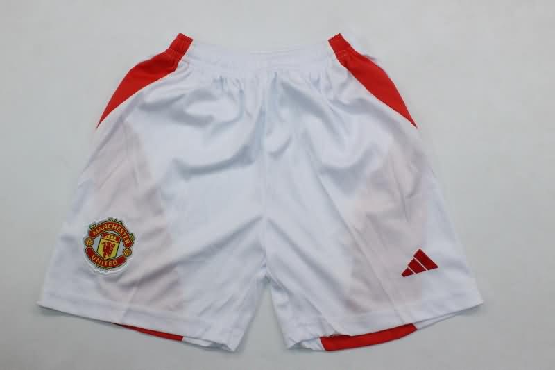 24/25 Manchester United Home Kids Soccer Jersey And Shorts