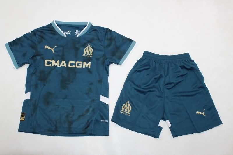 24/25 Marseilles Away Kids Soccer Jersey And Shorts