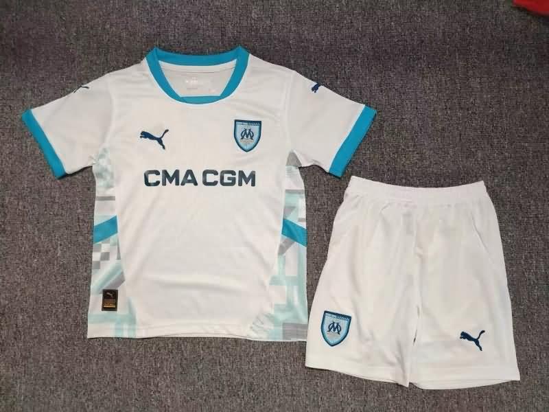 24/25 Marseilles Home Kids Soccer Jersey And Shorts