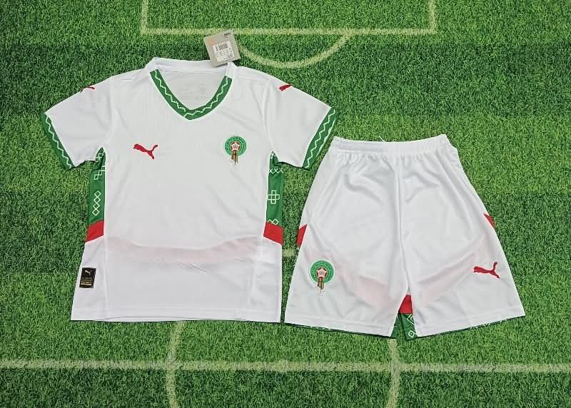 2025 Morocco Away Kids Soccer Jersey And Shorts