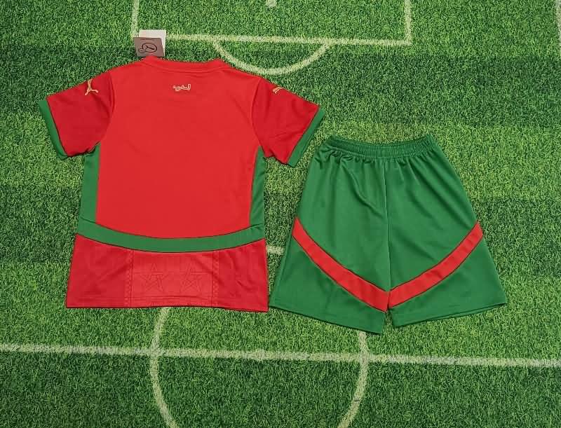 2025 Morocco Home Kids Soccer Jersey And Shorts