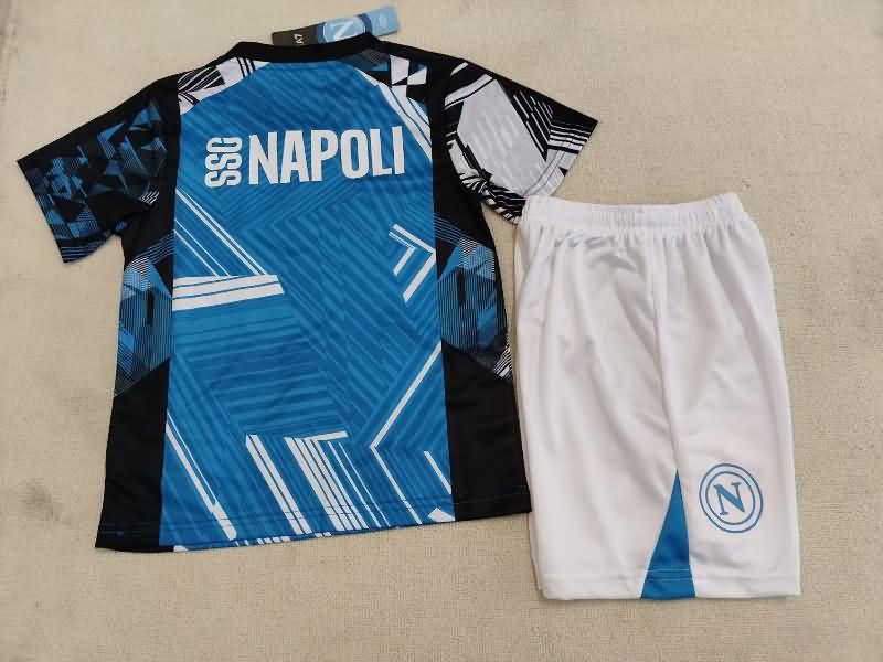 24/25 Napoli Training Kids Soccer Jersey And Shorts