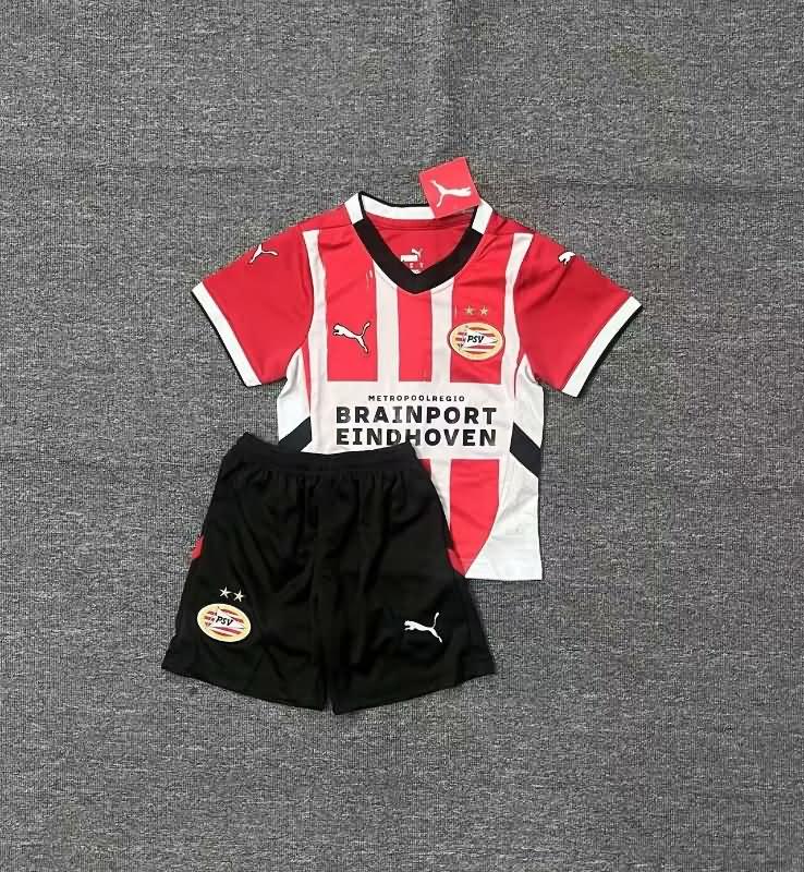 24/25 PSV Eindhoven Home Kids Soccer Jersey And Shorts