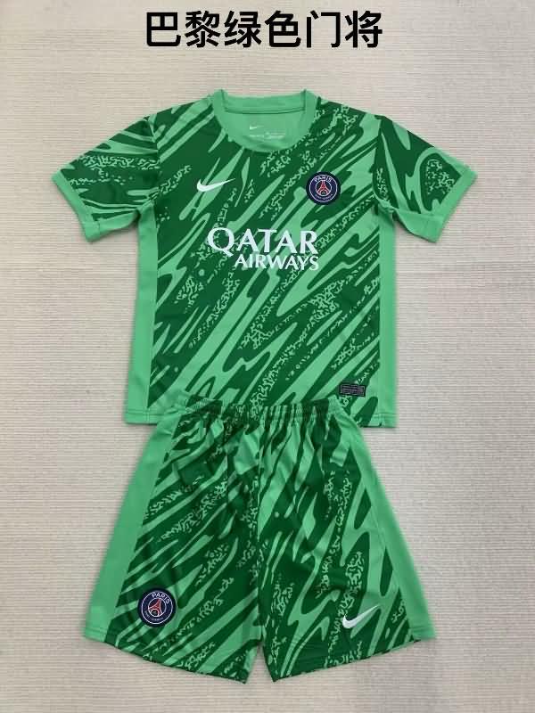 24/25 Paris St Germain Goalkeeper Green Kids Soccer Jersey And Shorts