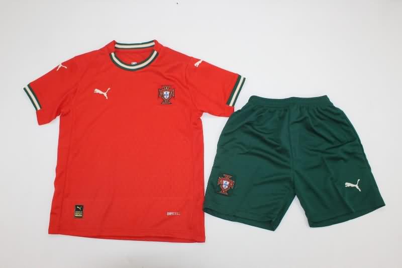 2025 Portugal Home Kids Soccer Jersey And Shorts