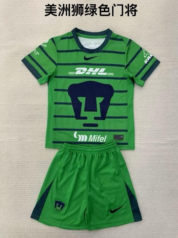 24/25 Pumas UNAM Goalkeeper Green Kids Soccer Jersey And Shorts