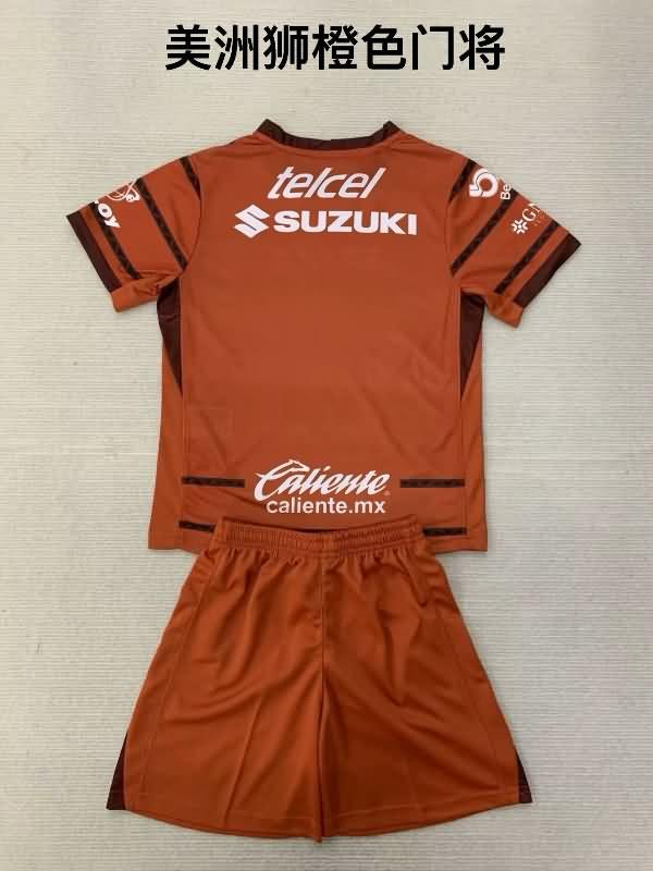 24/25 Pumas UNAM Goalkeeper Orange Kids Soccer Jersey And Shorts