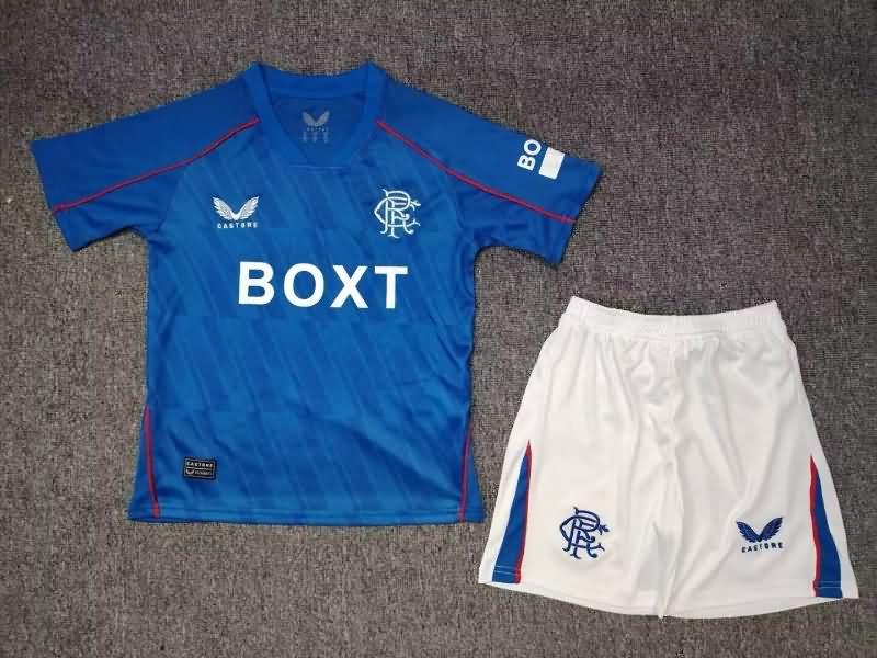 24/25 Rangers Home Kids Soccer Jersey And Shorts