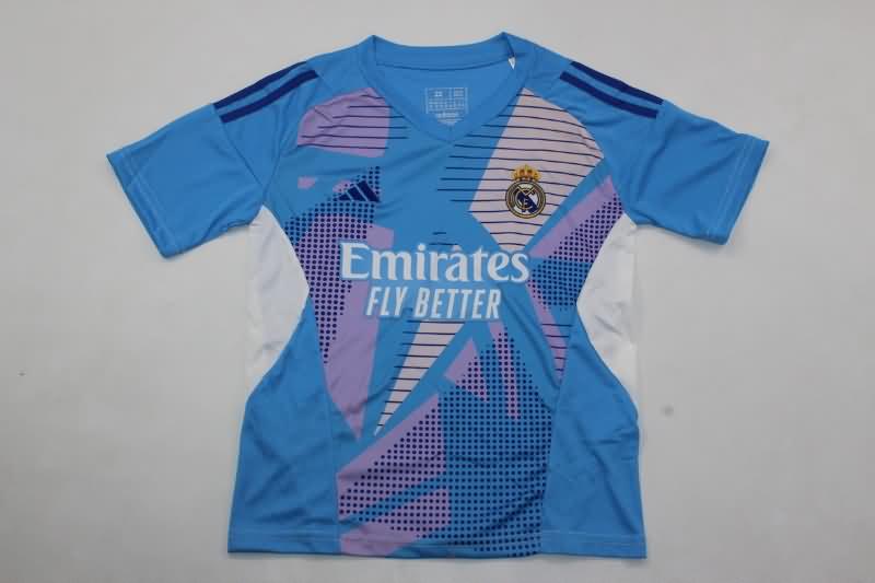 24/25 Real Madrid Goalkeeper Blue Kids Soccer Jersey And Shorts