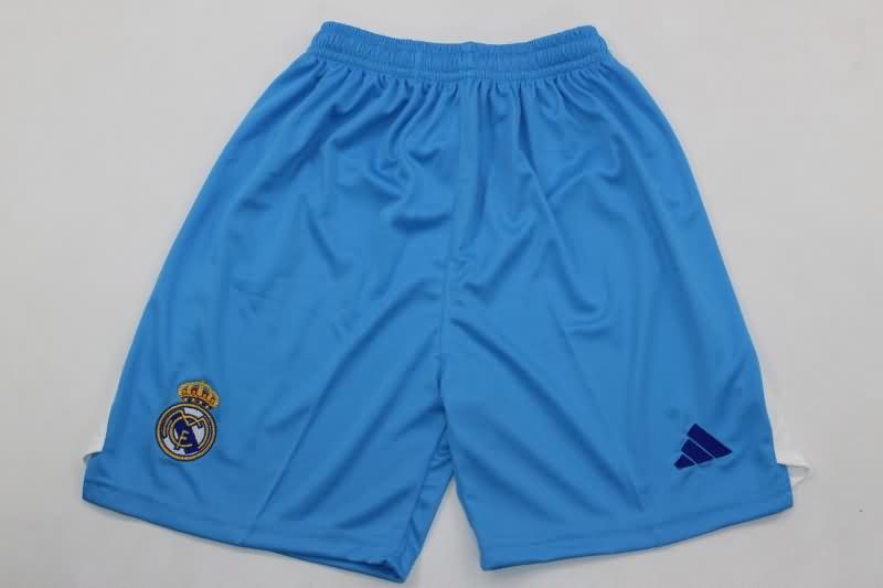 24/25 Real Madrid Goalkeeper Blue Kids Soccer Jersey And Shorts