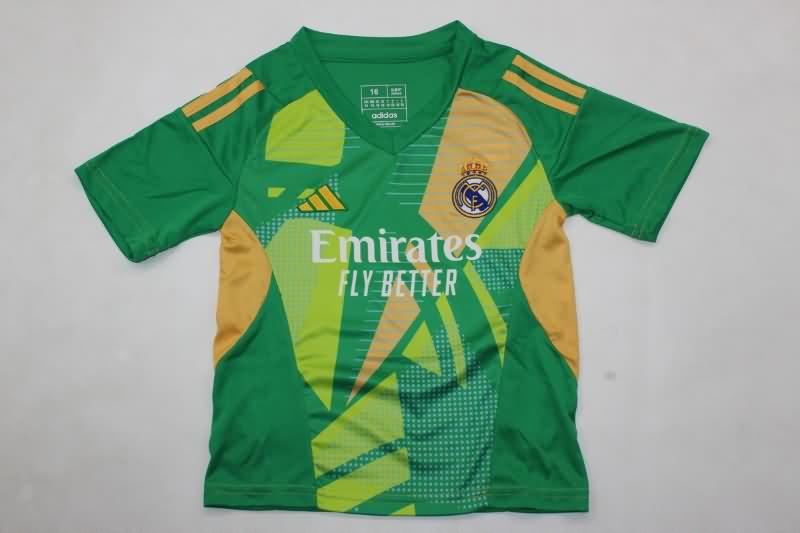 24/25 Real Madrid Goalkeeper Green Kids Soccer Jersey And Shorts